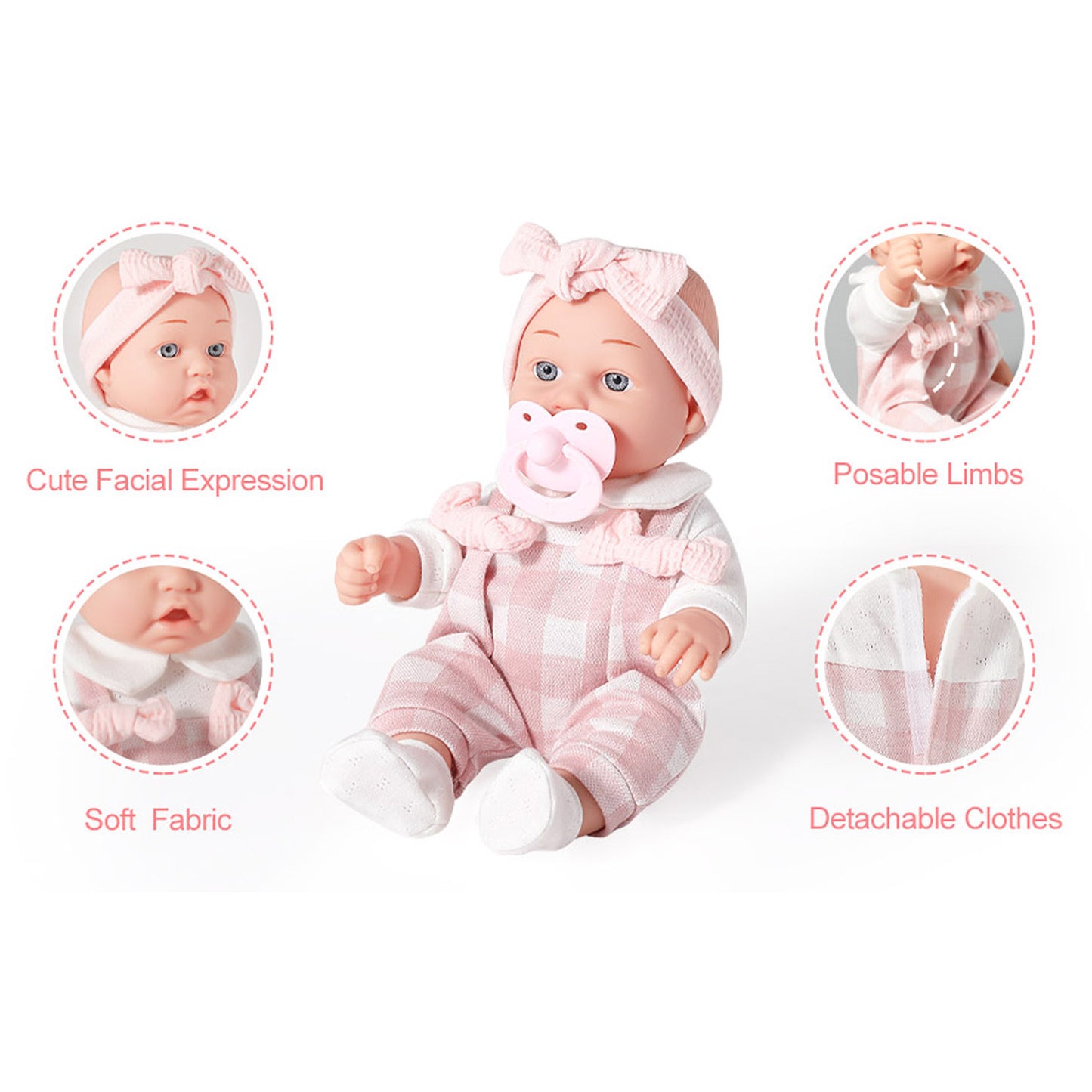 Enjoyin 12 inches Baby Doll Playset Including Pacifier, Feeding Bottle and Blanket. Gift Idea for Ages 3+
