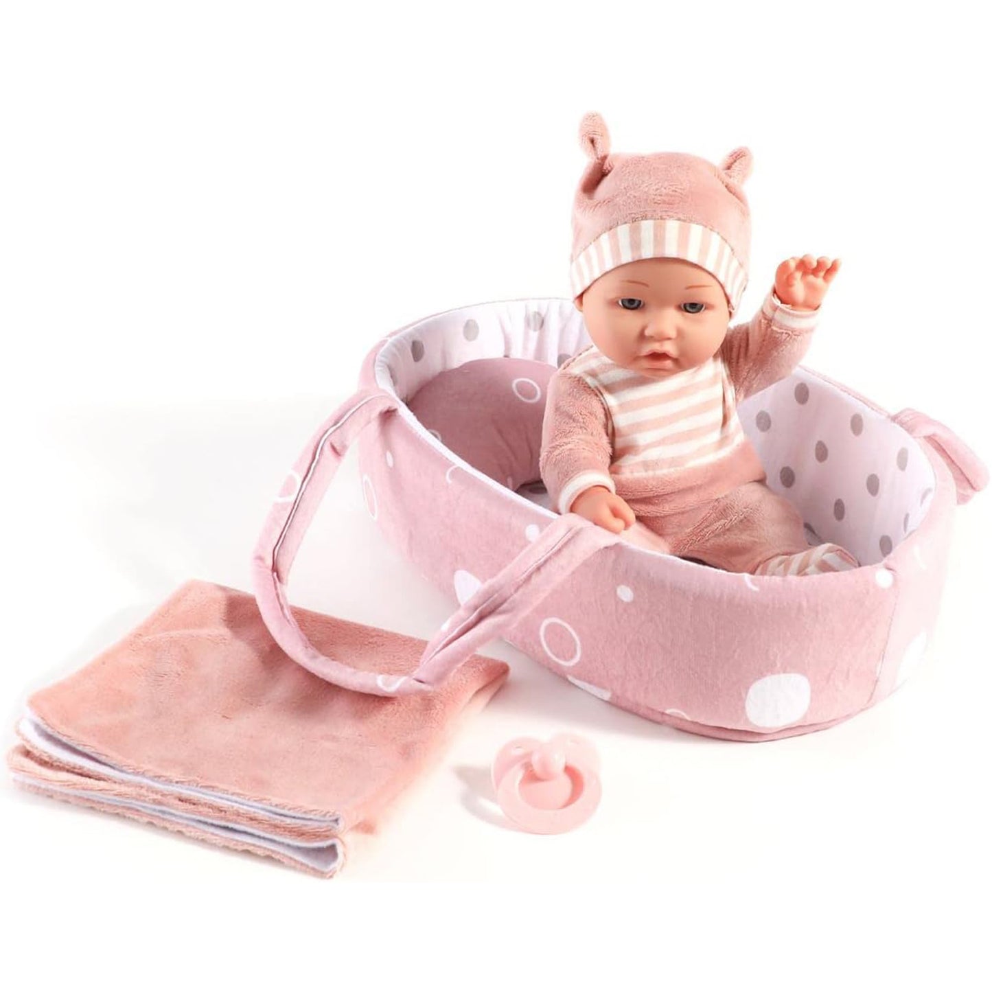 Enjoyin 12'' Baby Doll Playset with Accessories Includes Carrier Bassinet Bed, Pacifier, Blanket, and Pillow