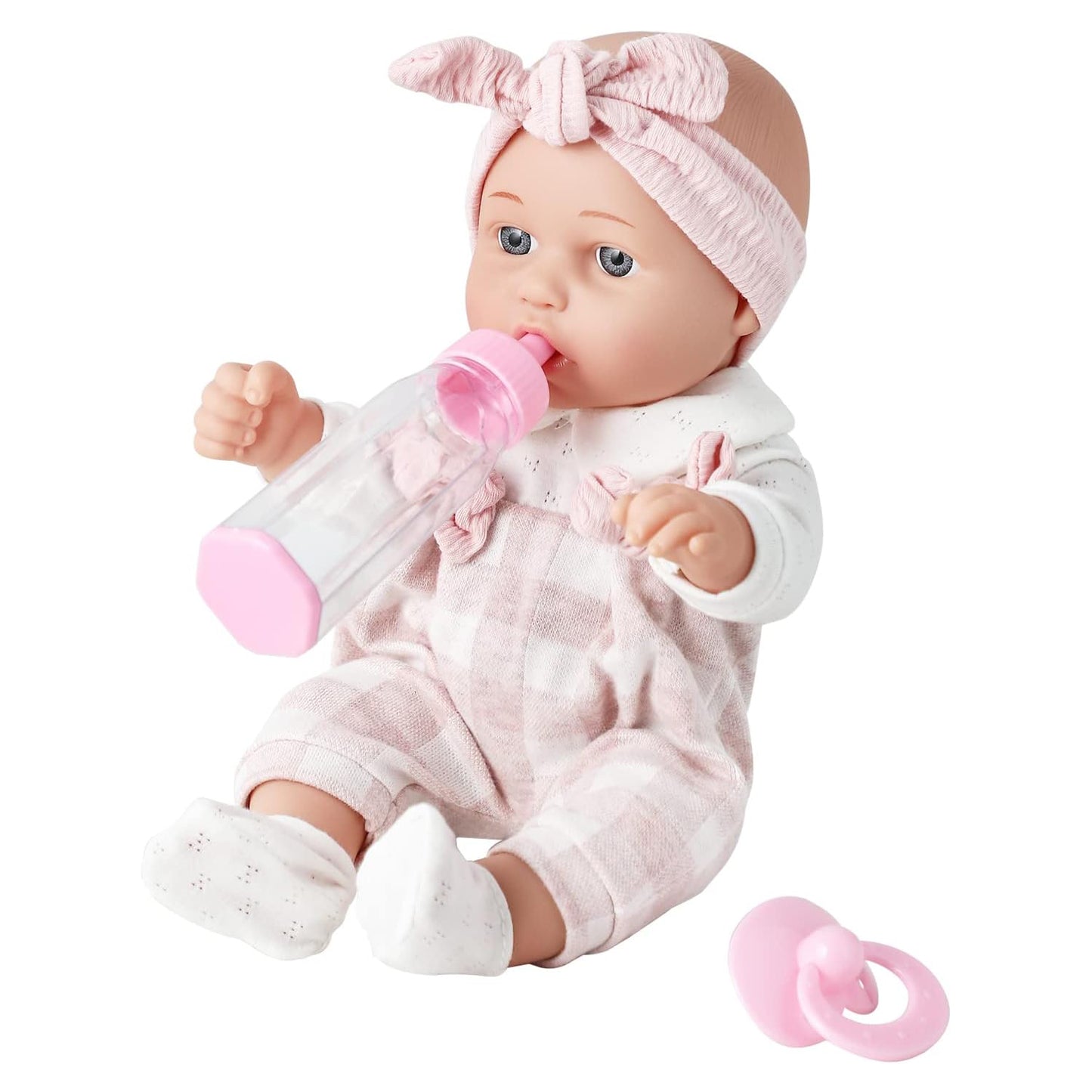 Enjoyin 12 inches Baby Doll Playset Including Pacifier, Feeding Bottle and Blanket. Gift Idea for Ages 3+