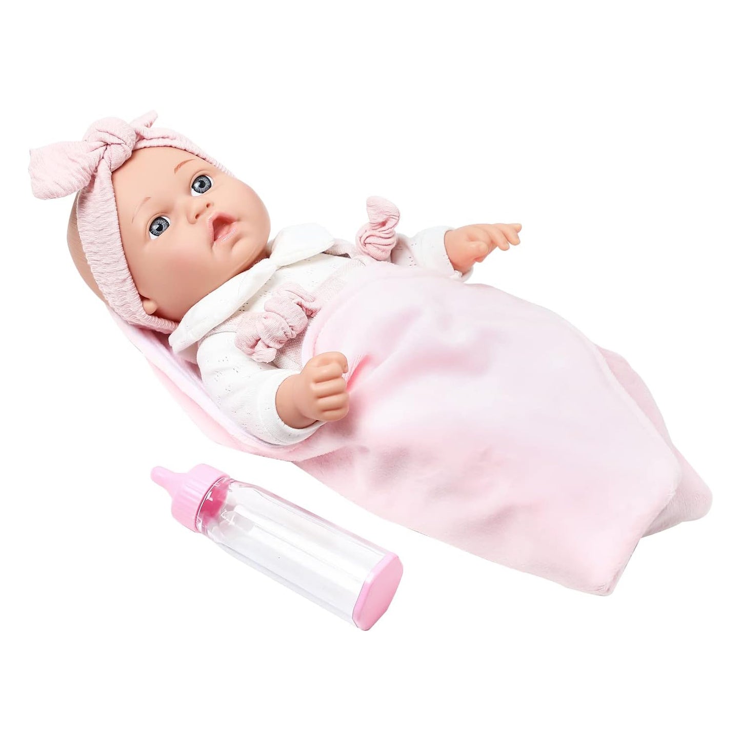Enjoyin 12 inches Baby Doll Playset Including Pacifier, Feeding Bottle and Blanket. Gift Idea for Ages 3+