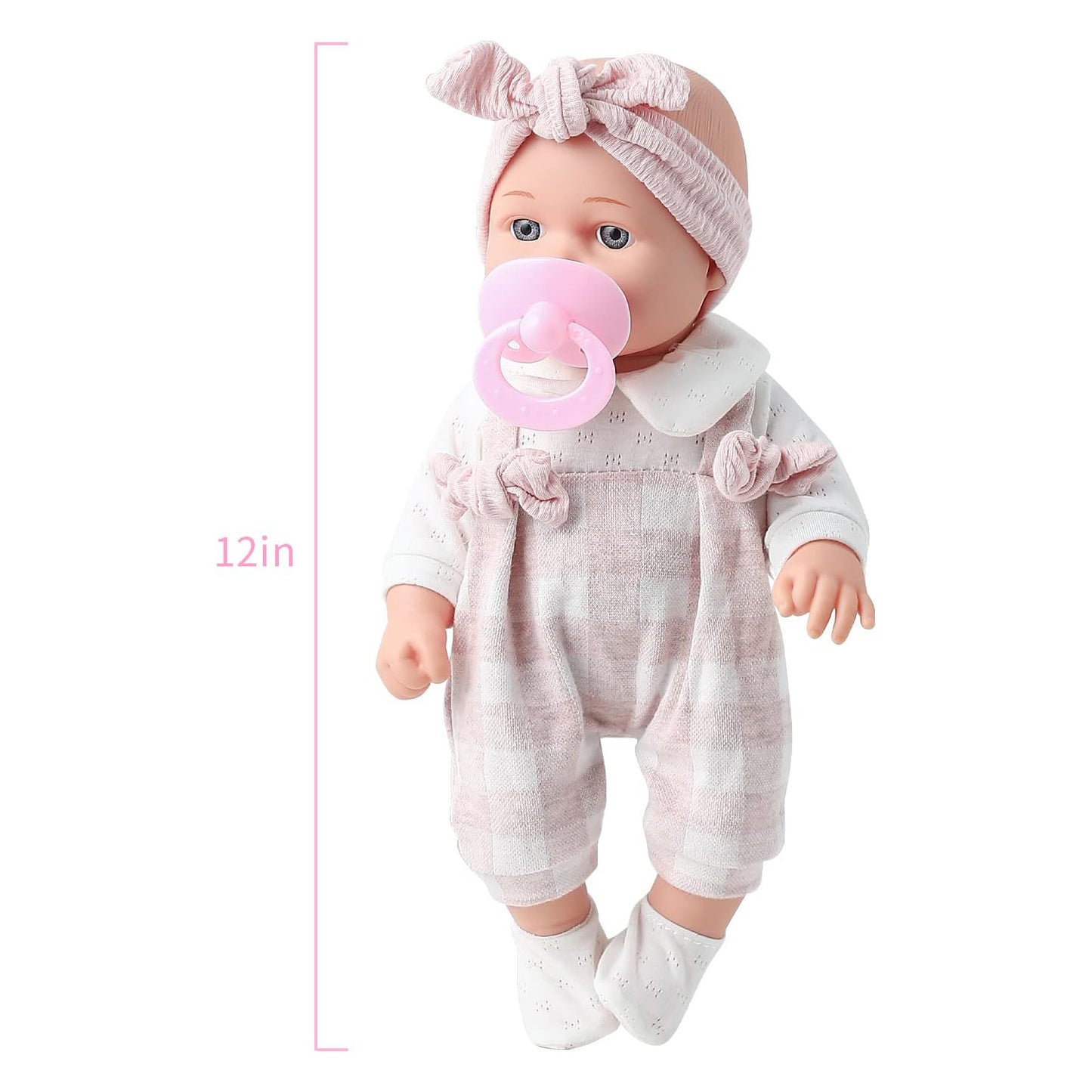 Enjoyin 12 inches Baby Doll Playset Including Pacifier, Feeding Bottle and Blanket. Gift Idea for Ages 3+