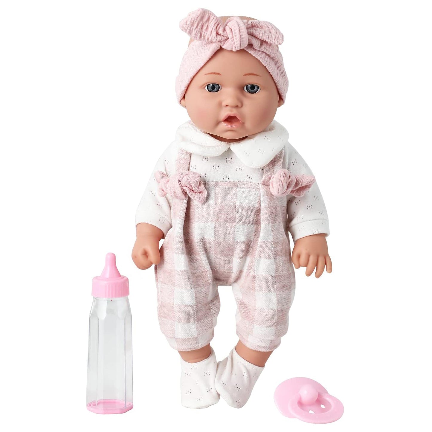 Enjoyin 12 inches Baby Doll Playset Including Pacifier, Feeding Bottle and Blanket. Gift Idea for Ages 3+