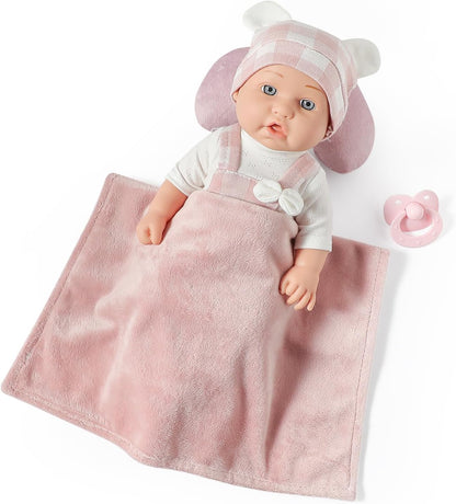 Enjoyin 12 Inches Baby Doll Toys Set with Accessories, Includes Baby Doll Carrier Bassinet Bed, Pacifier and Blanket