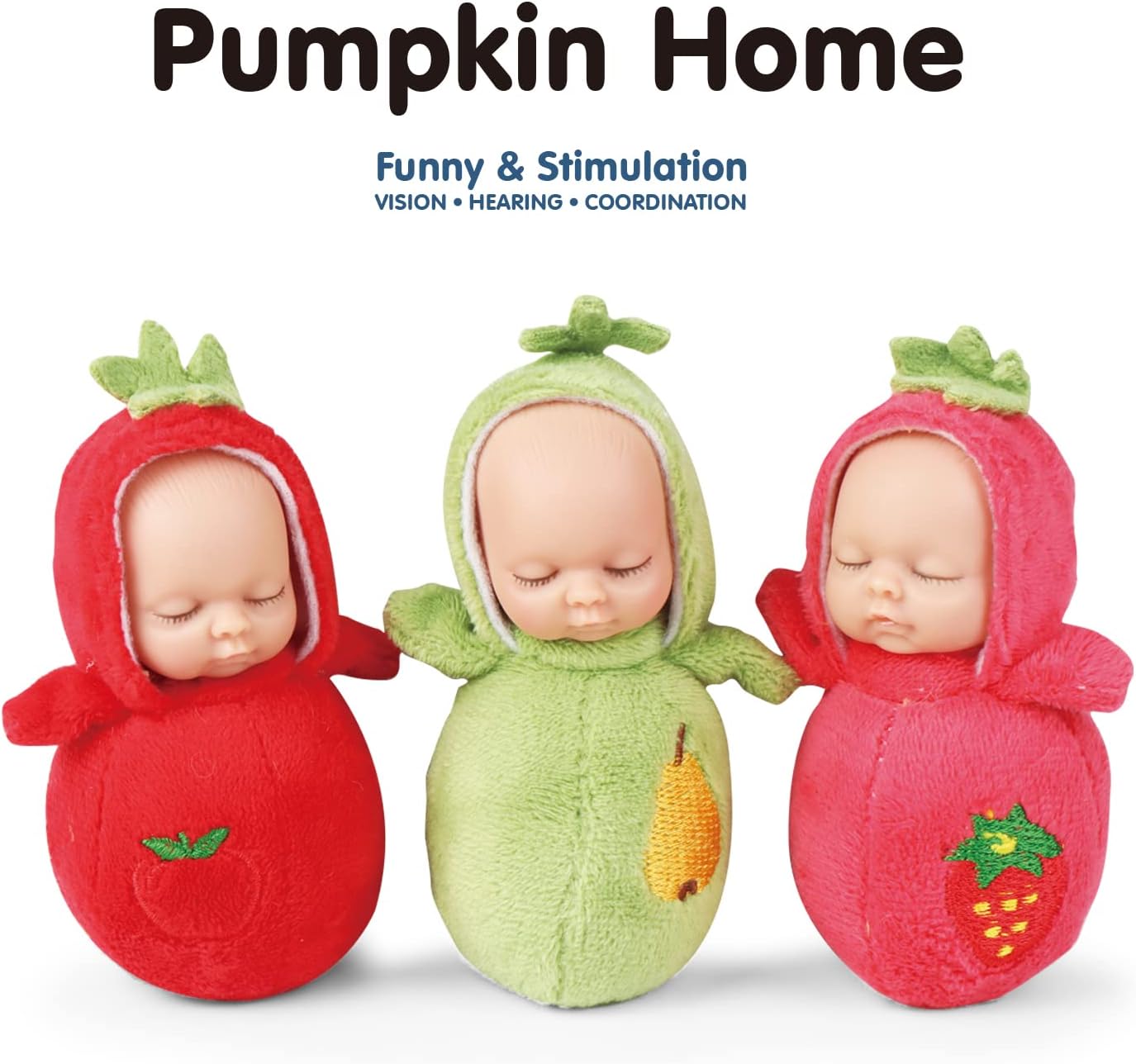 Enjoyin 4 Inches Mini Baby Dolls Playset Includes 6 Pcs Soft Baby Dolls and a Plush Pumpkin Storage Bag