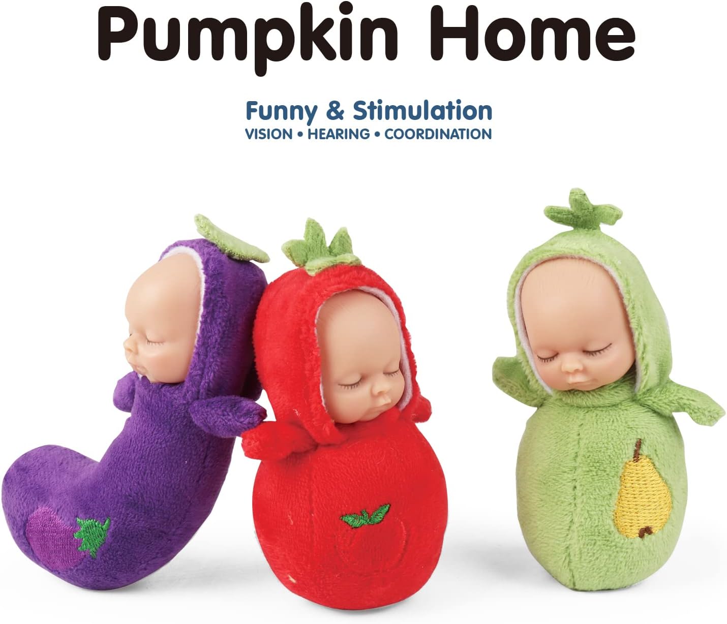 Enjoyin 4 Inches Mini Baby Dolls Playset Includes 6 Pcs Soft Baby Dolls and a Plush Pumpkin Storage Bag