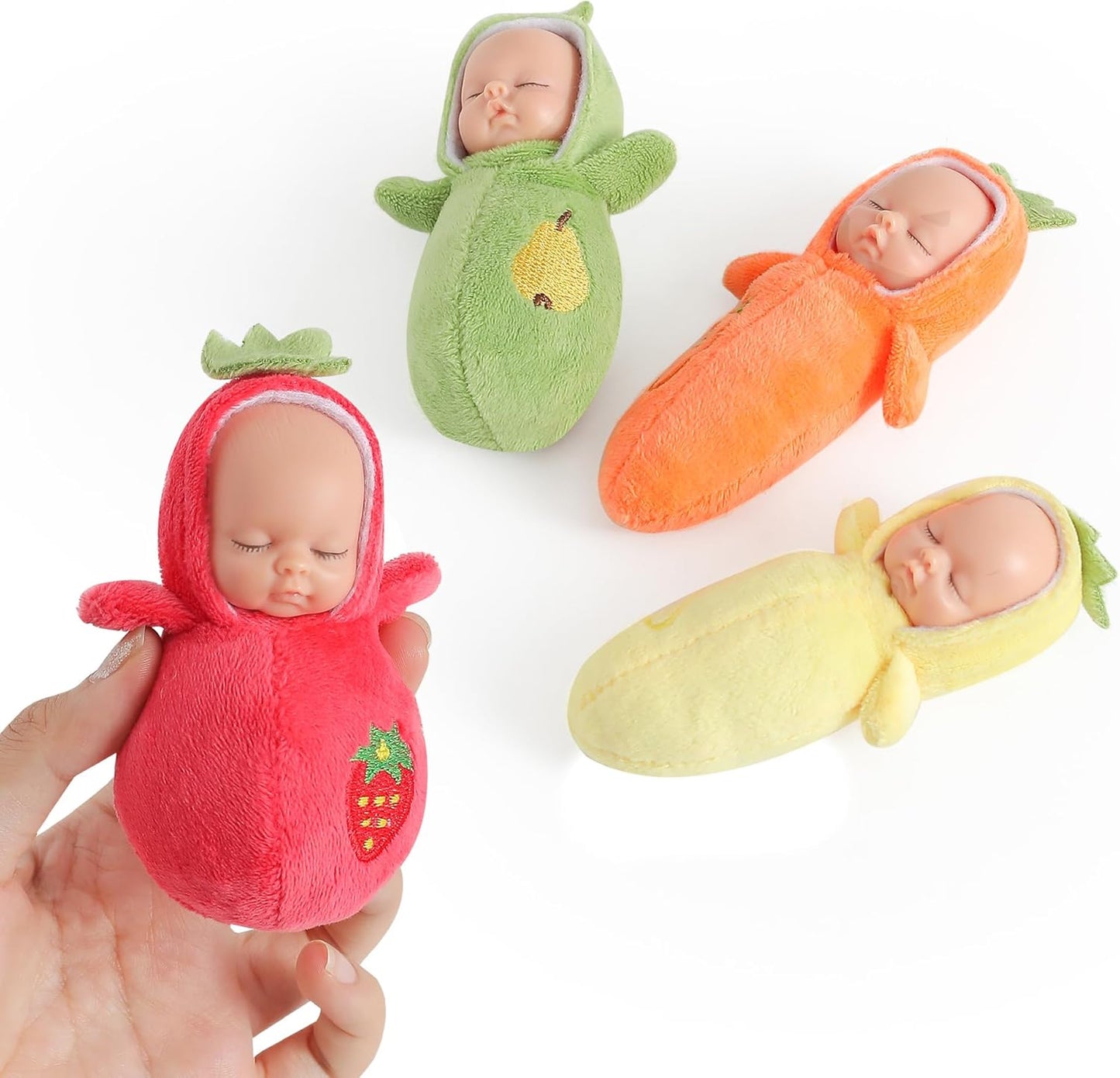 Enjoyin 4 Inches Mini Baby Dolls Playset Includes 6 Pcs Soft Baby Dolls and a Plush Pumpkin Storage Bag